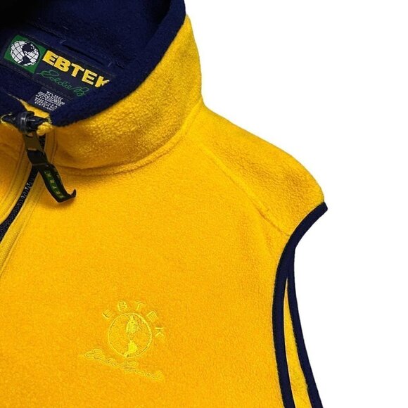 Eddie Bauer EBTEK Vintage Y2K FLEECE Bright Yellow Outdoor Vest - XL - Picture 2 of 6